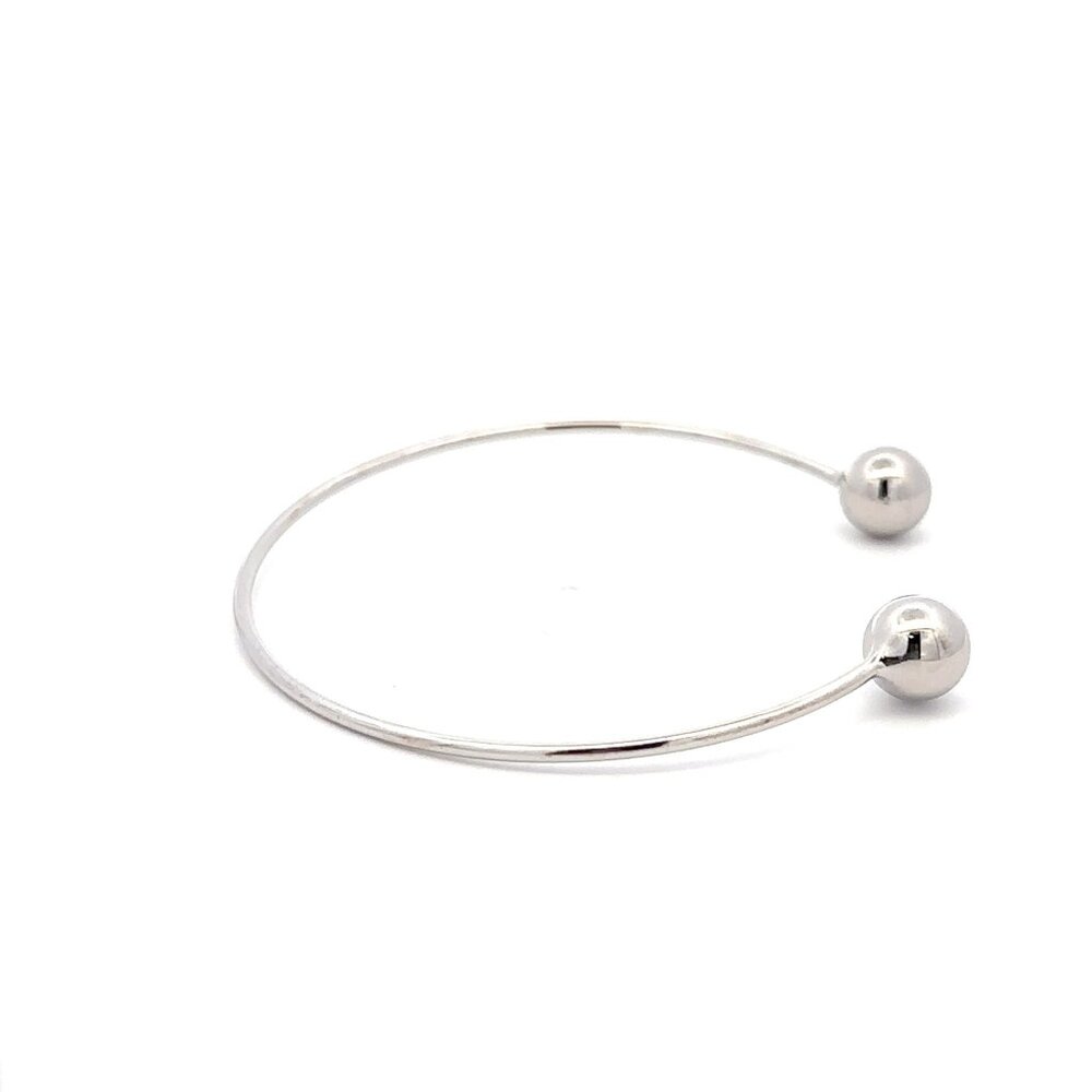 925 Sterling Silver Bangle Wire Bracelet Adjustable Size 6 3/4 inches - Picture 7 of 7
